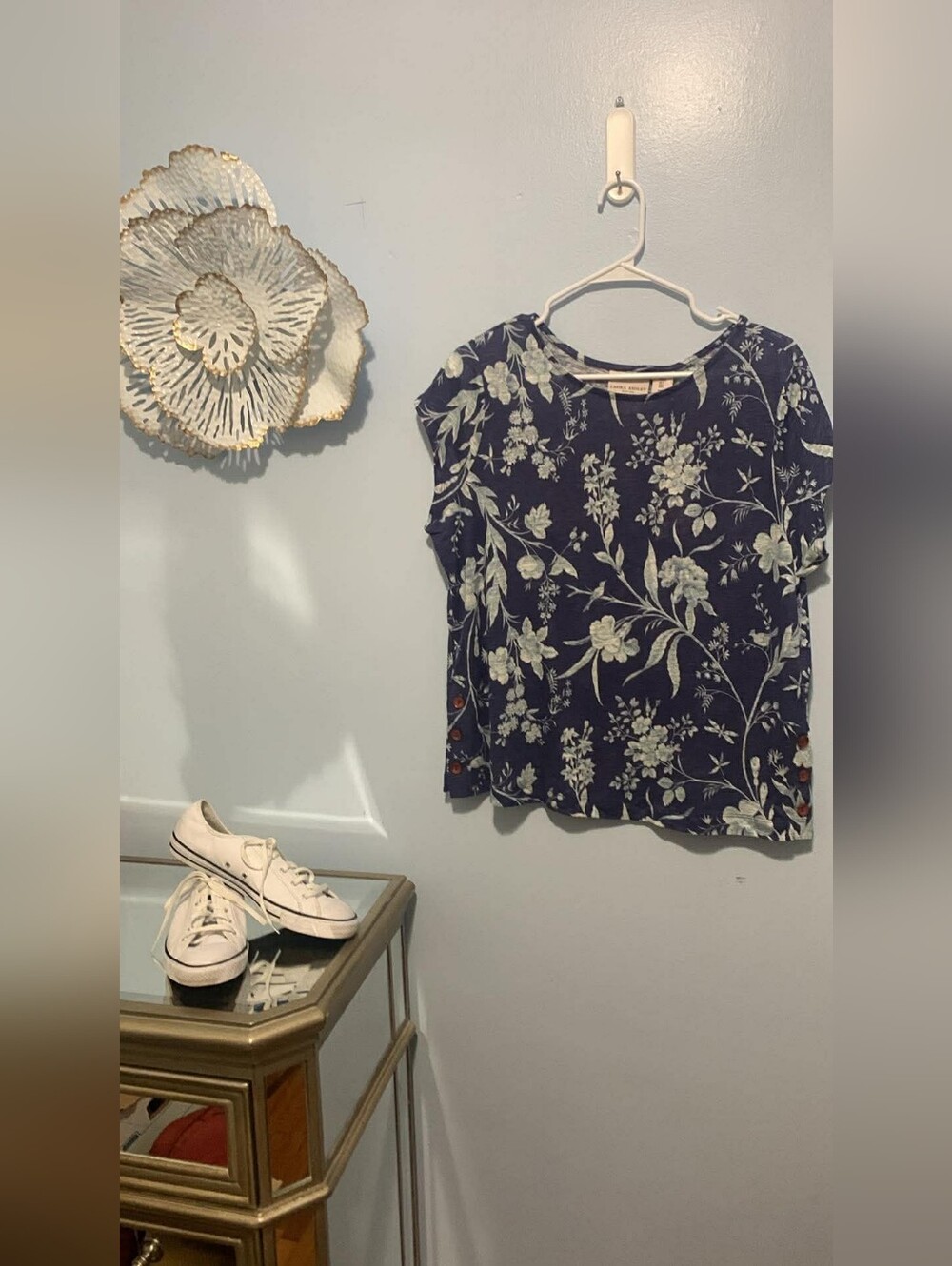 Laura Ashley Navy Floral Short Sleeve Crew Tee